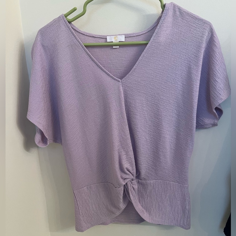 Charming Charlie Lilac Twist Front Blouse